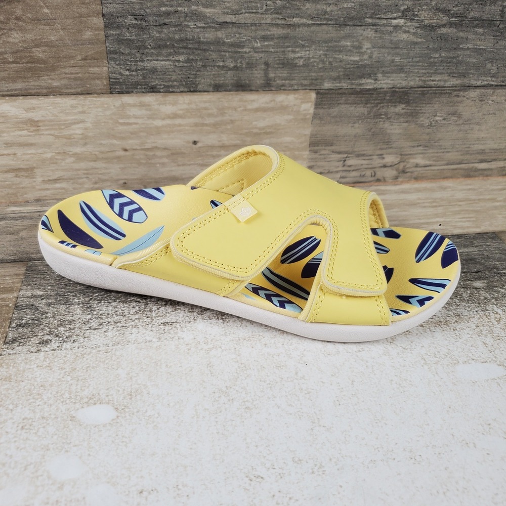 Spenco Kholo Beach Womens Slide Sandals Sz 8 D Yellow Slip On Comfort Footwear